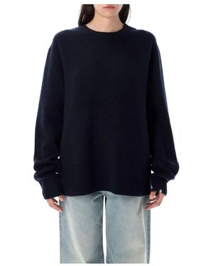 Extreme Cashmere Truien & Vesten ,Blauw ,Kasjmier Geribbelde Trui Met Ronde Hals