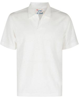 Mc2 Saint Barth Weißes Leinen Polo Shirt