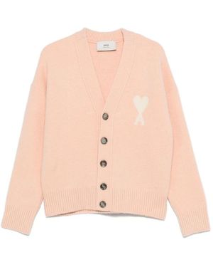 Ami Paris Rosa Strickwaren Aw25 Elegante Stickerei - Pink