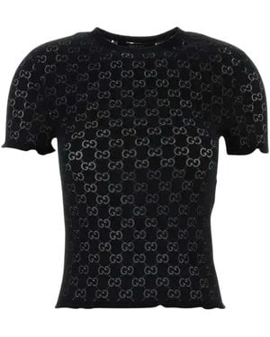 Gucci Gg Devoré Katoenen Top - Zwart