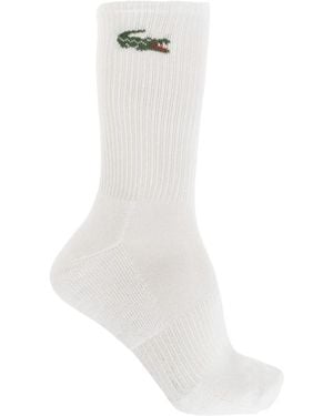 Lacoste Ondergoed ,Veelkleurig ,Katoen 3-Pack Ribbel Sokken - Wit