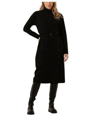 Simplee Kleedjes ,Zwart ,Rayon Eef Jer-Rayon Midi Jurk Zwart