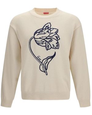 KENZO Tulpen-Pullover Mit Stickerei - Grau
