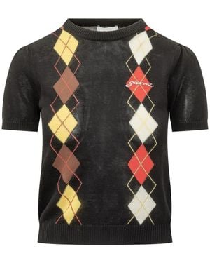 Ganni Round-Neck Knitwear - Black