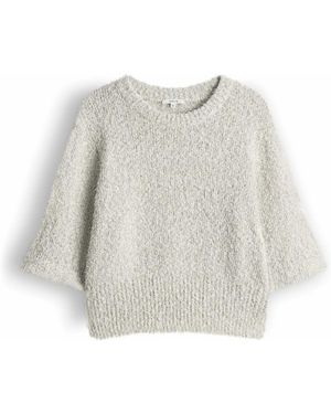 Opus Bouclé Trui Met Ronde Hals - Wit