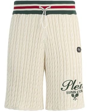 Philipp Plein Korte Broeken ,Katoen Knitted Drawstring Shorts - Naturel