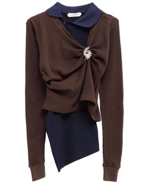 August Barron Tops ,Veelkleurig ,Gelaagde Polo Top - Bruin