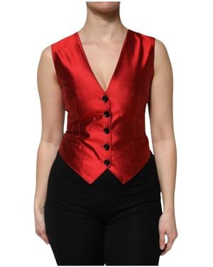 Dolce & Gabbana Jassen ,Rood ,Mouwloos Vest Met Knopen