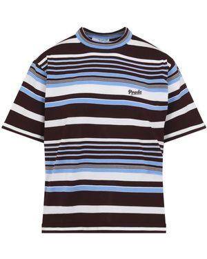 Prada Tops ,Veelkleurig ,Katoen Gestreept T-Shirt Met Ronde Hals - Blauw