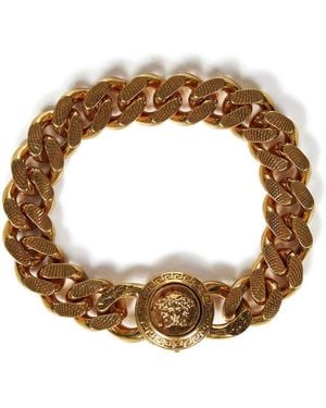 Versace Goldenes kettenarmband mit medusa-verschluss - Braun