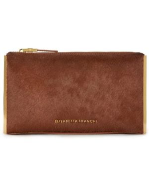 Elisabetta Franchi Cowhide Clutch Bag - Braun