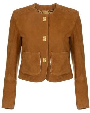 Elisabetta Franchi Leather Jackets - Marrone
