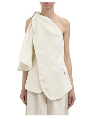 Uma Wang Tops ,Wit ,Linnen Kaeen Jacket - Naturel