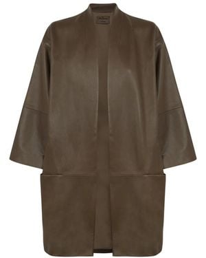 Cortana Gerade Oversize Lederjacke - Braun