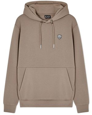 EA7 Hoodies & Sweatvesten ,Polyester Premium Shield Logo Pullover Hoodie - Grijs