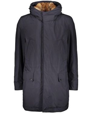 Paul & Shark Kapuzenparka mit kaninchenfellfutter - Blau