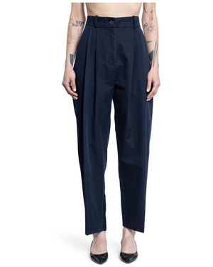 Studio Nicholson Dunkelblaue Plissierte High-Waist Hose