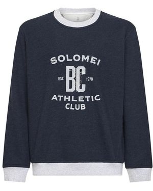 Brunello Cucinelli Hoodies & Sweatvesten ,Blauw ,Katoen Logo Katoenen Sweatshirt
