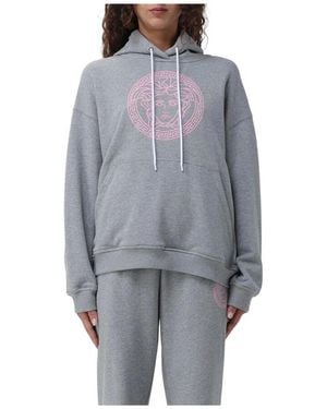 Versace Luxuriöser Grauer Hoodie Lockerer Schnitt