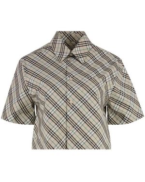 Burberry Kurzarm Karohemd - Grau