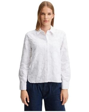 Joop! Baumwollbluse Mit Blumenstickerei - Weiß