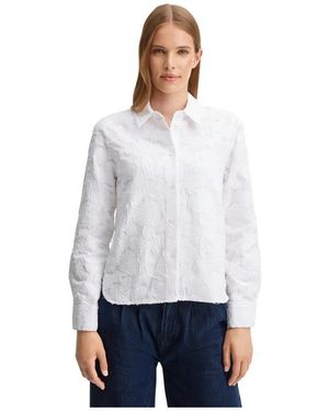 Joop! Katoenen Blouse Met Bloemenborduursel - Wit