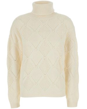 Semicouture Hochgeschlossenes Langarmshirt - Weiß