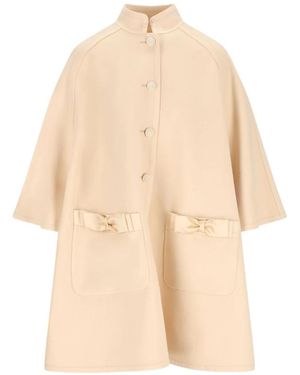 Valentino Single-Breasted Coats - Naturel