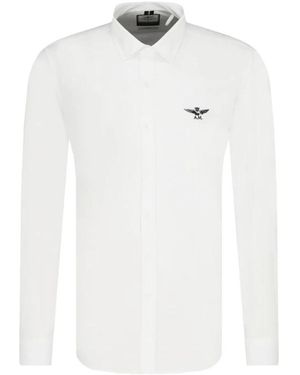 Aeronautica Militare Wit Herenoverhemd Met Adelaarslogo
