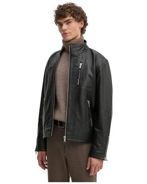 Won Hundred Lederjacke Mit Reißverschlusstaschen - Schwarz