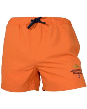 Aeronautica Militare Badehose mit gesticktem logo - Orange