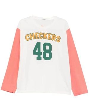Bode Tops ,Veelkleurig ,Katoen Checkers Baseball Tee - Wit