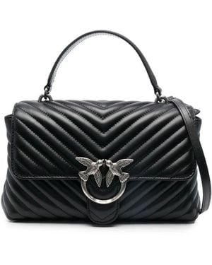 Pinko Schwarze Chevron-Quilted Handtasche Mit Logoschnalle