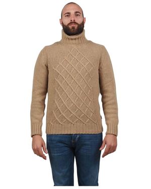 AT.P.CO Beiger Zopfmuster Pullover Herren - Natur