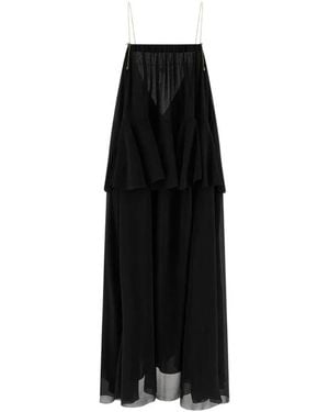 Chloé Maxi Jurk Met Ruches En Halternek - Zwart