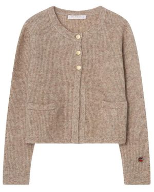 BUSNEL Truien & Vesten ,Wol Sienna Rib Cardigan - Bruin