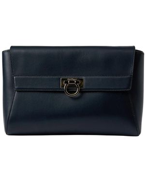 Ferragamo Marineblaue rigid clutch mit abnehmbarem riemen