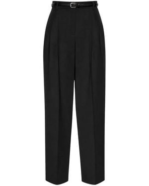 Max Mara Fließende Hose Aus Baumwollkrepp - Schwarz