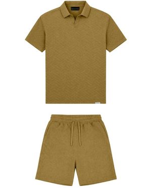 BLACK BANANAS Jumpsuits & Playsuits ,Bruin ,Katoen Gebreide Polo Twinset - Groen