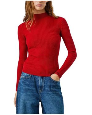 Pepe Jeans Carla Perkins Rippstrickpullover - Rot