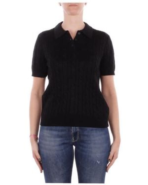 Ralph Lauren Metallic Cable-Knit Polo Sweater - Schwarz