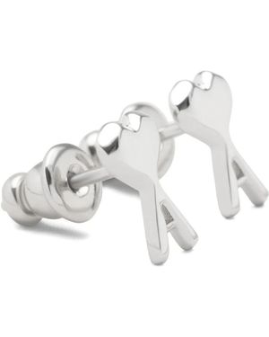 Ami Paris Accessoires ,Grijs ,De Coeur Gehamerde Oorbellen - Metallic
