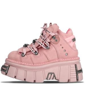 New Rock Lace-Up Boots - Pink