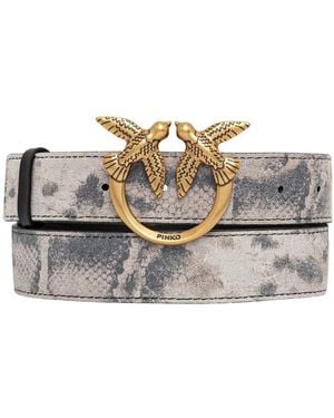 Pinko Accessoires ,Grijs ,Suède Suède Riem Met Abstract Patroon - Metallic