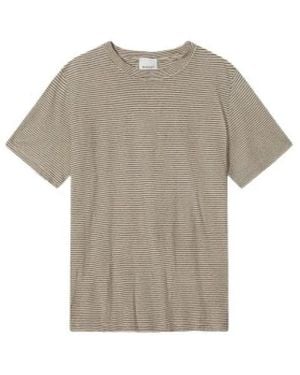 Isabel Marant Tops ,Veelkleurig ,Katoen Gestreept T-Shirt Met Korte Mouwen Van Katoen En Linnen - Grijs