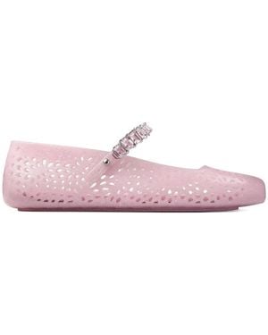 Jimmy Choo Roze Ballerina Schoenen Met Kristalversiering