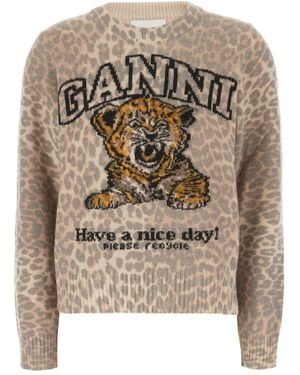 Ganni Round-Neck Knitwear - Neutre