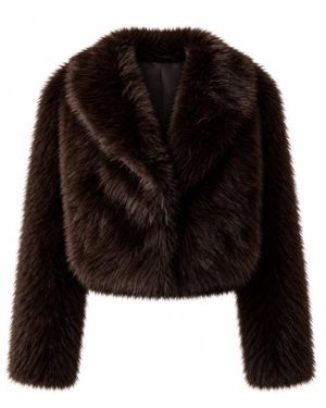 Twinset Jassen ,Bruin ,Polyester Kort Imitatiebont Jasje - Zwart