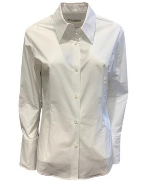 ODEEH Overhemden ,Wit ,Katoen Witte Blouse Slim Fit Puntkraag - Grijs