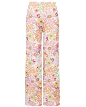Seductive Kimberly Flower Wide Hosen - Pink